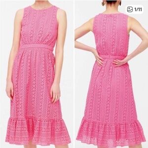 J. Crew Eyelet Embroidered Midi Dress